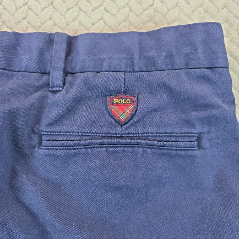 Polo Ralph Lauren Mens Navy Blue Cotton Twill Stretch Chino Shorts Size 33